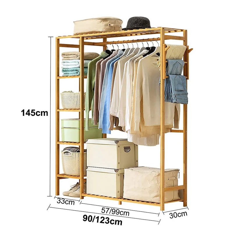 5 Storey Independent Garderobe Storage Manager Floor Bambus Garderobe