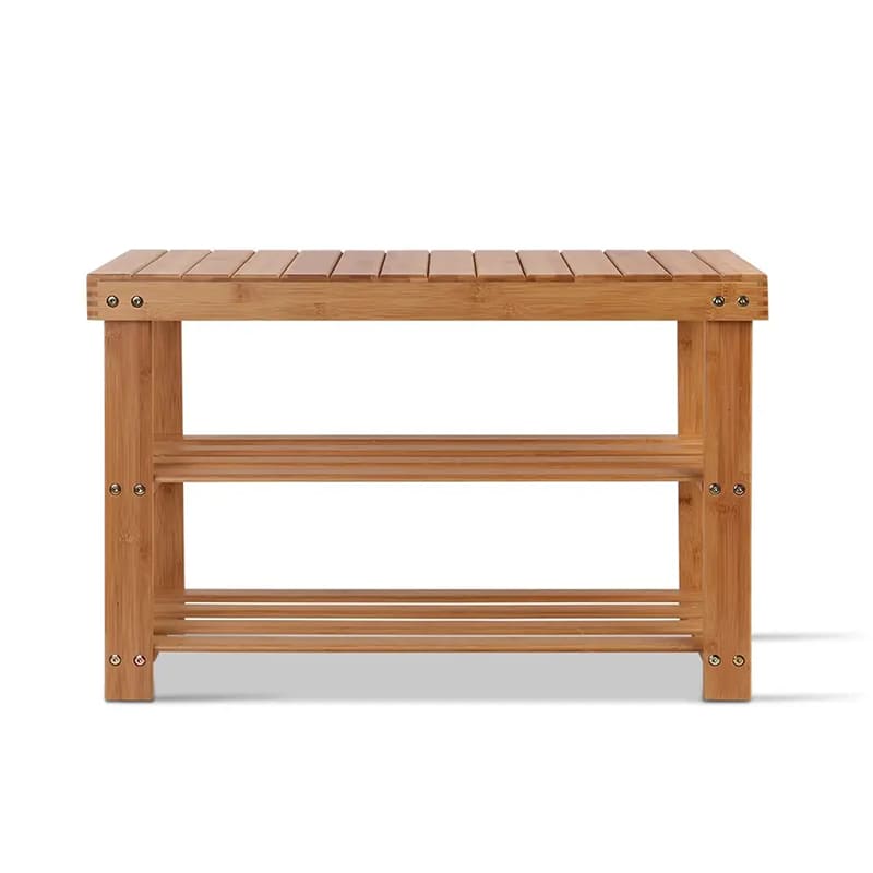 Bambussko Bench Boot Organisering af polstret sko rack Indgangsopbevaring