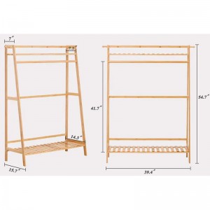 Heavy Duty Rack til hængende bambus tøj frakker gulvbambusgarderobe